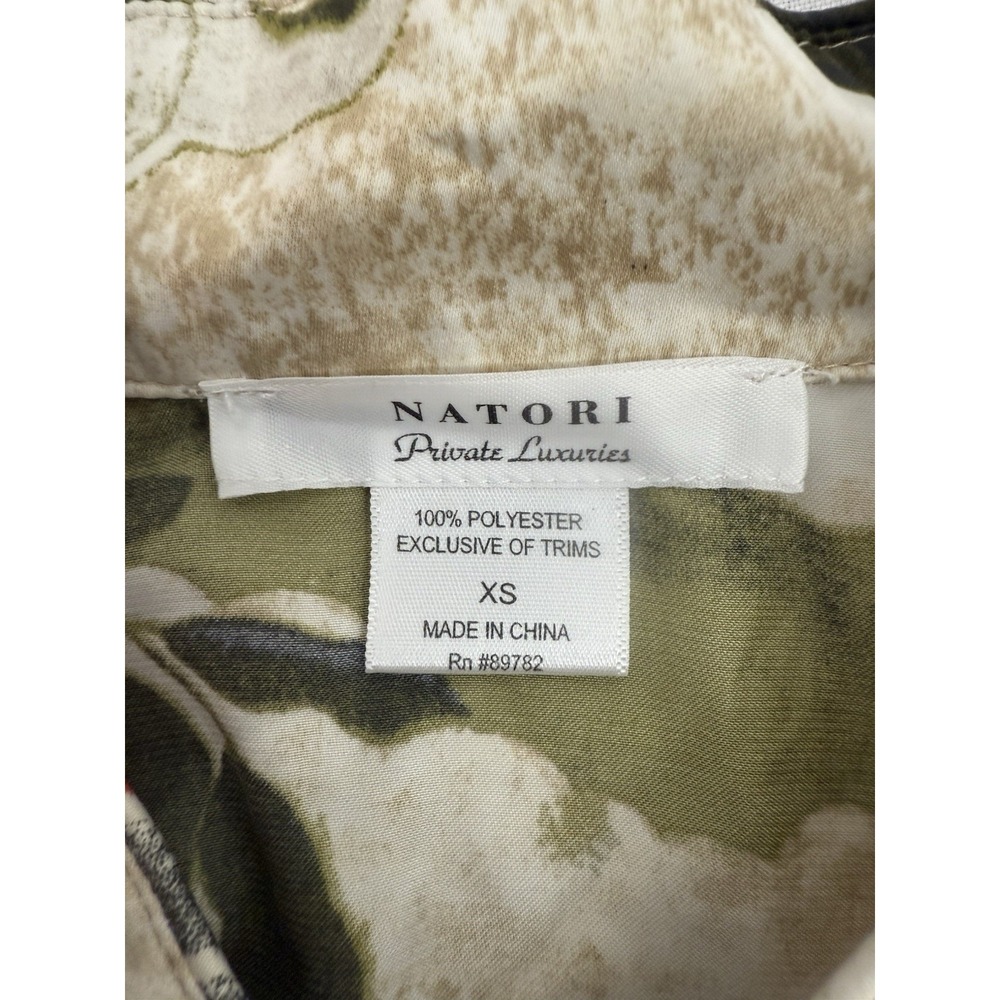 Natori Private Luxuries Pajama Top Ivory Floral Print Mandarin Collar Womens XS - Picture 3 of 8
